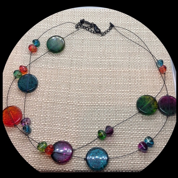 Chico’s 2 Strand Floating Multicolor Bead Necklace - Picture 1 of 6